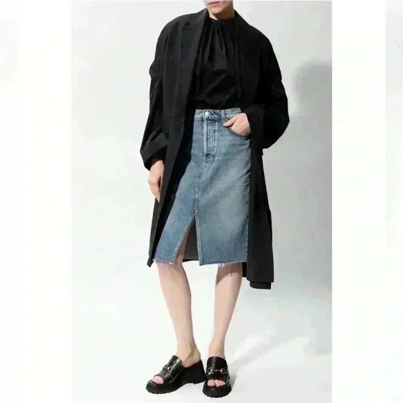 Rag & Bone BLUE Denim skirt with slit SZ 29 Org. $219 Farrow - Picture 2 of 7